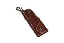 IKARUS Leather Car & Bike Keychain Keyring Hook Holder | Heavy Duty Leather Keychains for Men and Women Leaf Design Key Rings |Full Grain Brandy-25