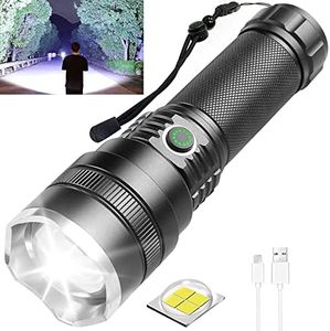 LED Rechargeable Flashlight 300000 Lumens, Super Bright Flashlight with ΒATTERY, Powerful Handheld Waterproof Flashlight with 4 Modes, High Powered Flashlight for Camping/Emerge∩cy/Reading