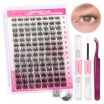 Lash Extension Kit, FADLASH DIY Individual Lashes Clusters Kit with 3D Lash Clusters Lash Bond and Seal and Lash Tweezers for DIY Eyelash Extension Easy to Apply at Home （R03-07-D-10-18MIX）