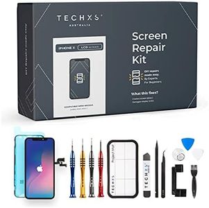 TechXS Screen Replacement Repair Kit compatible with iPhone X OLED 5.8 inch / Repair At-Home / Beginner Friendly / New Premium TechXS OLED Screen Assembly / 13pc Professional Toolkit / Custom Installation Guides / Excellent Support
