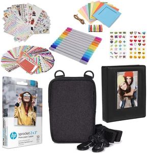 HP 2x3 Premium Zink Photo Paper (50 Pack) Accesory Kit with Photo Album, Case, Stickers, Markers