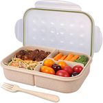 Bento Box for Adults Lunch Containers for Kids 3 Compartment Leak Proof Bento Box Lunch Box Food Containers(Includes Flatware,Transparent)