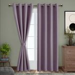 ThinkArtDecor Blackout Curtains 9 feet Long Set of 2, Room Darkening Thermal Insulated Solid Long Door Curtains with Tie Backs, Lavender