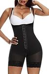 YIANNA Fajas Colombianas High Compression Hooks Shapewear for Women Tummy Control Bodysuit Butt Lifter Body Shaper Zip Crotch Black 7243 L