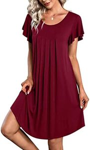 Ekouaer Camisones de Mujer Talla Grande Camisón de Señora Suelto Vestidos de Casa Camisón, Vino Rojo, XXXL