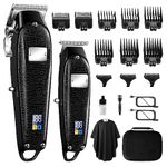 WONER Professional Hair Clippers for Men, Hair Cutting Kit +T Blade Beard Trimmer Combo, Cordless Barber Clippers, LED Display, Hair Trimmer for Men Set with Travel Case