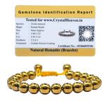 Crystal Heaven Certified Golden Hematite Bracelet For Women Men With Healing Crystal And Reiki Stone - Beautiful Gemstone Adjustable Beaded Bracelet For Balance, Harmony & Positive Energy