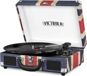 Victrola Vintage 3-Speed Bluetooth Suitcase Turntable with Speakers, UK Flag