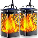 iRonrain Solar Lantern Lights Dancing Flame Waterproof Outdoor Hanging Lantern Solar Powered Umbrella LED Night Lights Dusk to Dawn Auto On/Off Landscape Decorative for Garden Patio Deck Yard Path 2 Pack (2Pcs Cuboid)