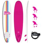 Barbie™ Signature 8ft Surfboard by Wavestorm | Graphic top Deck with high Density Slick Bottom | for Kids and Adults |Foam Construction with Accessories | Leg Leash and Fin Set Included