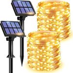 [2 Pack] Litogo Solar Fairy Lights Outdoor, 12m 120LED Solar Garden Lights 8 Modes Waterproof Copper Wire Decorative Solar String Lights for Patio, Gate, Yard, Trees, BBQ, Wedding, Party (Warm White)