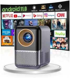 Video Projector Support 1080p [Android TV] Mini Portable Smart TV Projector WiFi BT Built-in Netflix, Home Theater Projector 350 ANSI Support 4K, 4P 4D Keystone, 50% Digital Zoom, YouTube