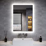 ELEGANT Bathroom Mirror with Shaver Socket 800x600mm Backlit LED Illuminated Bathroom Mirror with LED Lights | Touch Switch | Demister Pad, Vertical & Horizontal LED Lighted Smart Mirror