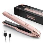 Terviiix Cordless Hair Straighteners Portable Size, Max 220°C Mini Hair Straighteners & Curler 2 in 1 for Short Hair, Rechargeable Mini Flat Iron for Travel with Argan Oil Infused, 4500mAh Battery