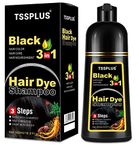 TSSPLUS herbal hair dye shampoo black,Black hair Dry shampoo,Natural Herbal Black Hair Color Dye Shampoo Permanent Coloring for Unisex ,hair black,Natural herbal hair coloring shampoo,organic shampoo,3 in 1 Hair Black Dye Shampoo 16.9 Fl Oz (#1 Black)