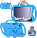 AVAWO Kids Case for Samsung Galaxy Tab A9+/A9 Plus 11 Inch 2023 Case, with Strap, Shockproof Lightweight Handle Stand 2023 Model (SM-X210/X216/X218) with Lanyard, Blue