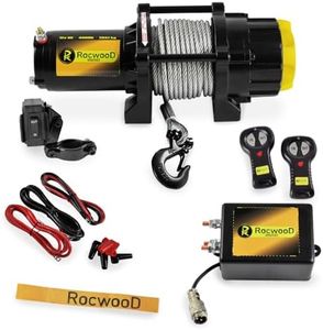 RocwooD Electric Winch 4500lbs / 2041kg 12V Steel Cable Recovery Winch Including Fairlead Roller, Mounting Plate & Wireless Remotes Offroad Heavy Duty