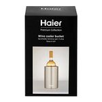 Haier Stainless Steel Tabletop Wine-Champagne Ice Cooler Bucket, Double Walled Design, Universal Size Fits Standard Bottles, Premium Quality