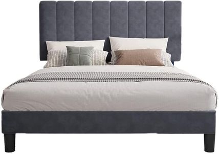 Royal Sleep Bed Frame King Bella Velvet Headboard Wooden USB Fabric Charcoal