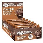 Optimum Nutrition Brownie Crunch, Crispy Protein Bars, No Added Sugars, On The Go, Pre-Workout and Post-Workout Gym Snack for Men and Women, 10 x 65 g