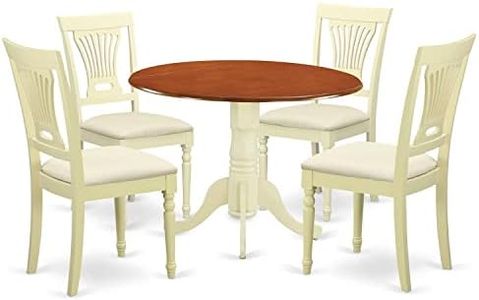 East West Furniture DLPL5-BMK-C 5 Piece Dining Table and 4 W