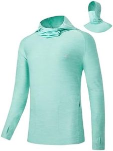 Willit Men's Sun Protection Hoodie UPF 50+ Fishing Hiking Shirt Long Sleeve SPF UV Shirt Rash Guard Lightweight Slubby Light Cyan XXXL