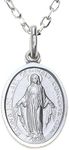 Alexander Castle 925 Sterling Silver Miraculous Medal Catholic Necklace - 16mm x 12mm Miraculous Medal with 18" Silver Chain & Jewellery Gift Box