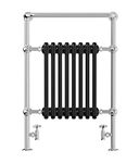 AQUAWORLD Traditional Victorian Style Heated Towel Rails for Bathroom with Radiator, Floor Mounted Towel Warmer Rack Chrome Finished (8 Column, Black)