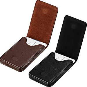 Outus 2 Pieces Business Card Holder, Business Card Wallet PU Leather Business Card Case Pocket Business Name Card Holder with Magnetic Shut Credit Card ID Case/Wallet (Black, Coffee)