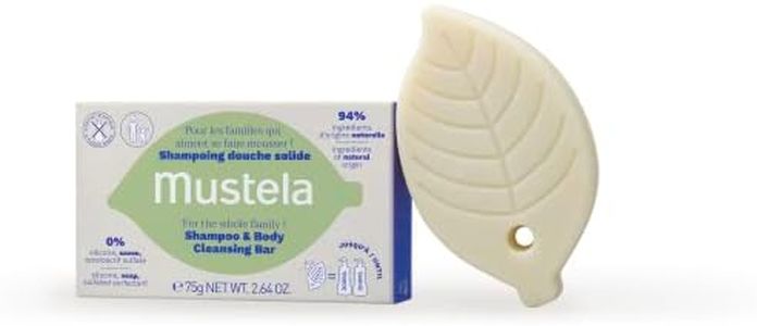Mustela Solid Shampoo & Body Cleansing Bar for Baby, Kid & Adult - with Avocado Oil & Olive Oil - Fragrance-Free, Plastic-Free, Vegan & Biodegradable Formula - 2.64 oz.