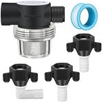 Dreyoo RV Water Pump Strainer Filter, 1/2" Twist On Pipe Strainer, 1/2" x 14 NPT x 1/2 Inch Barb Elbow and Straight Swivel Adapter, RV Plumbing Fittings with PTFE Thread Seal Tape