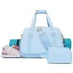 Sports Gym Bag for Women Sport Duffle Bags with Shoe Compartment & Wet Pocket, Blue, Gym / Travel