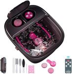 Beinilai Collapsible Foot Spa Massager with Heater,Remote Control,Temp Control,3 Pedicure Attachments,Pedicure Foot Bath with Bubble and Handle for Relive Stress