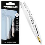 Tweezerman New York City Mini Slant Tweezer, Professional Stainless Steel Precision Tweezers for Facial Hair and Eyebrows, with Travel Case, (Pack of 1)