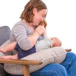 Dr. Mama's Organics Organic Nursing Pillow with Lumbar Support - Ergonomic Design Helps Relieve Back Pain and Arm Fatigue - for Breast and Bottle Feeding - Removable Cover - Gray