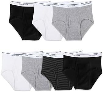 Fruit of the Loom Big Tag Free Cotton Briefs (Assorted Colors), Boys-7 Pack-Stripe/Solid, Medium