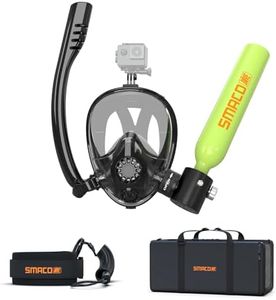 SMACO Mini Scuba Tank with Snorkel Mask 0.5L Portable Small Diving Tank with Full Face Diving Mask Lung Air Tank Sub Mask Reusable DOT Certified Pony Bottle for Snorkeling