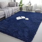 lekeplus Rugs Living Room Large Rugs Bedroom Anti Skid Rug Shaggy Soft Rug, for Living Room Bedroom Play Area Kids Room Luxury Decorative (Navy Blue, 80x160cm)