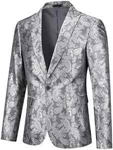 Cloudstyle Mens Slim Fit Paisley Suit Single Breasted Party Suit Jacket 1 Button Sport Coat