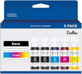 CEEBOO 522 High Capacity (5 Bottles) Refill Ink Replacement for Epson Compatible 522 (Not Sublimation) Use for EcoTank ET-2803 ET-2800 ET-2720 ET-4800 Printer