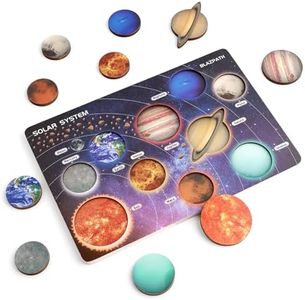 BLAZPATH Solar System Planet Space Wooden Puzzle Toys for Kids 3-5, Toddler Montessori Educational Match Planet Board Sensory Toys for 3 4 5 Year Old Boys Girls, Preschool Planets Learning Activities