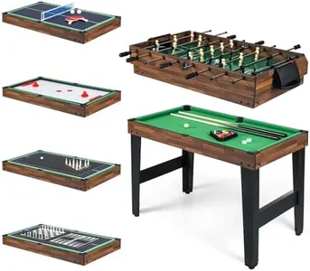 GYMAX 10 in 1 Multi Game Table, Combo Game Table w/Foosball, Hockey, Pool, Ping Pong, Shuffleboard, Bowling, Chess, Checkers, Backgammon, Stackable Combination Table Set for Home, Office, Bar
