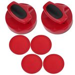 Large Size Air Hockey Table Game Replacement, Red 94MM Air Hockey Slider Pusher Set with 4 Hockey Pucks