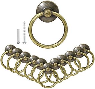 Bonsicoky 12Pcs Round Ring Drawer Pulls Vintage Bronze Ring Handle Knobs for Cabinet Drawer Dresser Cupboard Wardrobe, Single Hole