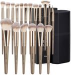 MAANGE 18 Pcs Makeup Brushes Premium Synthetic Makeup Brush Set Powder Blending Foundation Concealers Eye Shadows Blush Brushes Kit Travel Makeup Brushes with Case (Champagne)