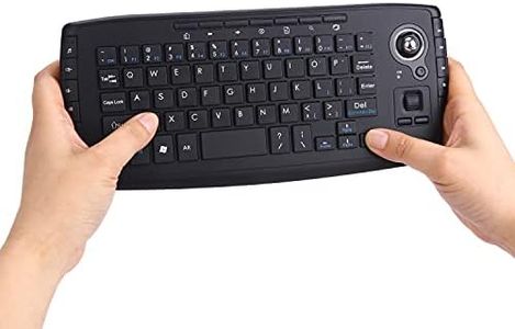 Fonicer Multimedia 2.4Ghz Wireless Mini Keyboard with Trackball Mouse Scroll Wheel for PCMacAndroid Tv Box, Remote Controller,X Structure, Black