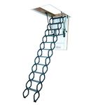 FAKRO LST 22inx31in Scissor Insulated Metal Attic Ladder 300lbs 9ft 2 1/4in