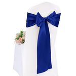 Pesonlook 100 Pcs Chair Sashes Satin Chair Cover Bands 7X108 Inch Chair Sashes Bow Back Tie Ribbon For Wedding Party Hotel Decorations （17X275 CM，Royal Blue）