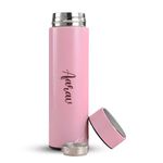 Kajri Gifts Personalised Customised Smart Temperature Vacuum Insulated Thermos Water Bottle with LED Temperature Display Custom Name Water Bottle Gifts for Boyfriend Employee Diwali (Pink)