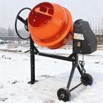 5 Cubic Ft Electric Cement Mixer, 4/5 HP 600W Electric Mixer Machine with 140L Drum, 2 Wheels and Stand, Portable Concrete Mixing Machine for Mortar, Stucco, Seeds and Fodder